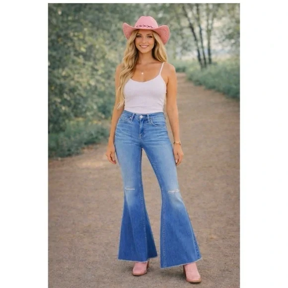 BOOT BARN Shyanne Hi Rise Ripped Flare Jeans - Picture 2 of 10